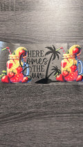 Beach Life - Here Comes the Sun Mason Jar & Palm Trees Decal