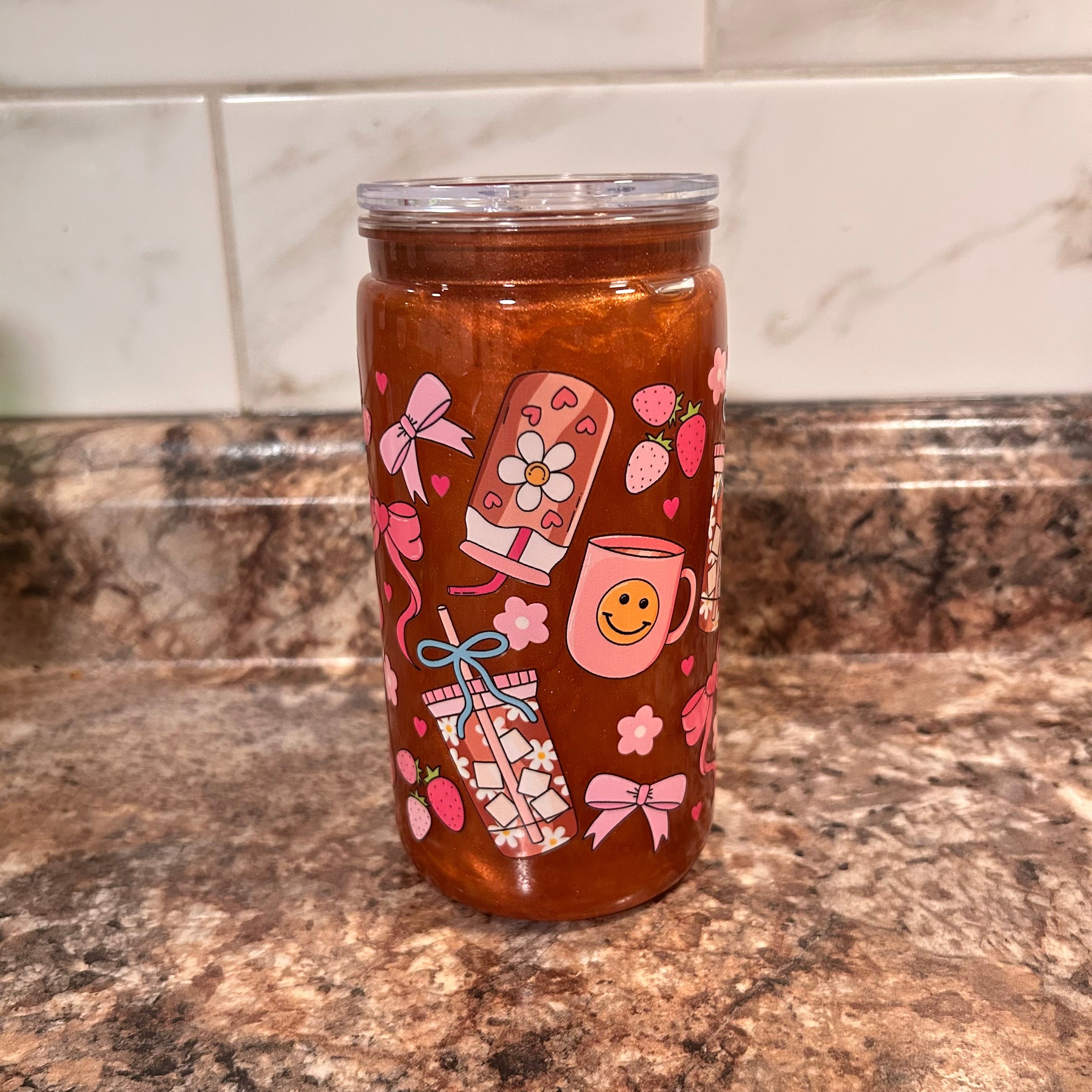 Coffee Cups, Strawberries & Bows - Ready Made Cup
