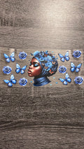 Black Queen- Blue Butterflies and Roses Decal