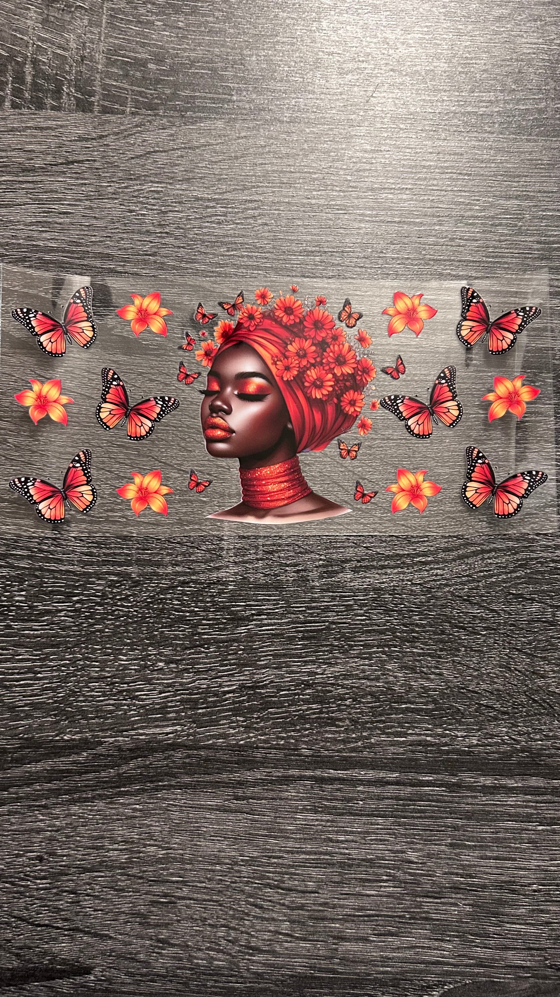 Black Queen- Orangish Red Head Wrap Decal