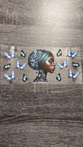 Black Queen- Green & Blue Butterflies Decal
