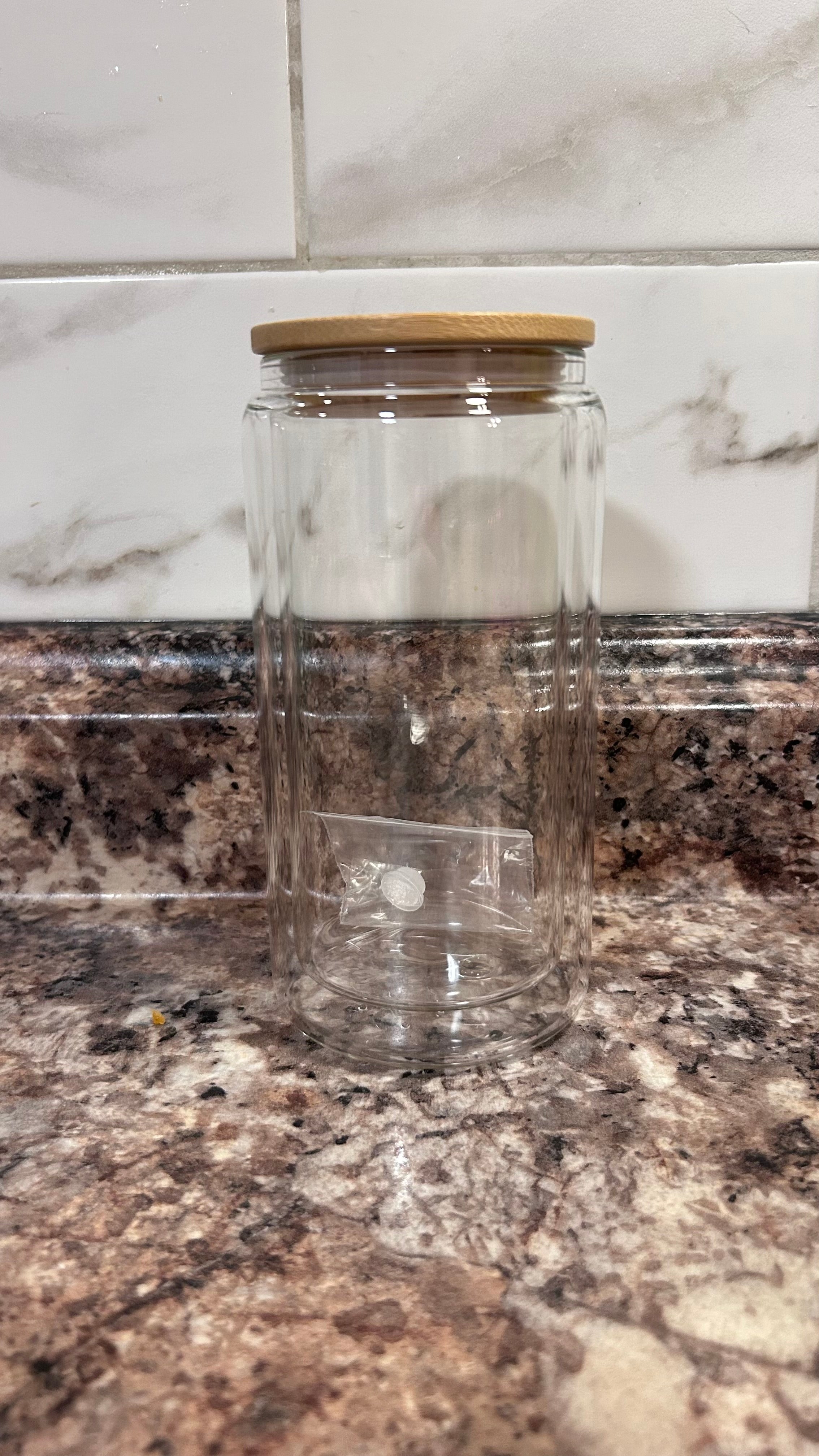 16oz Glass Cup with Wood Lid