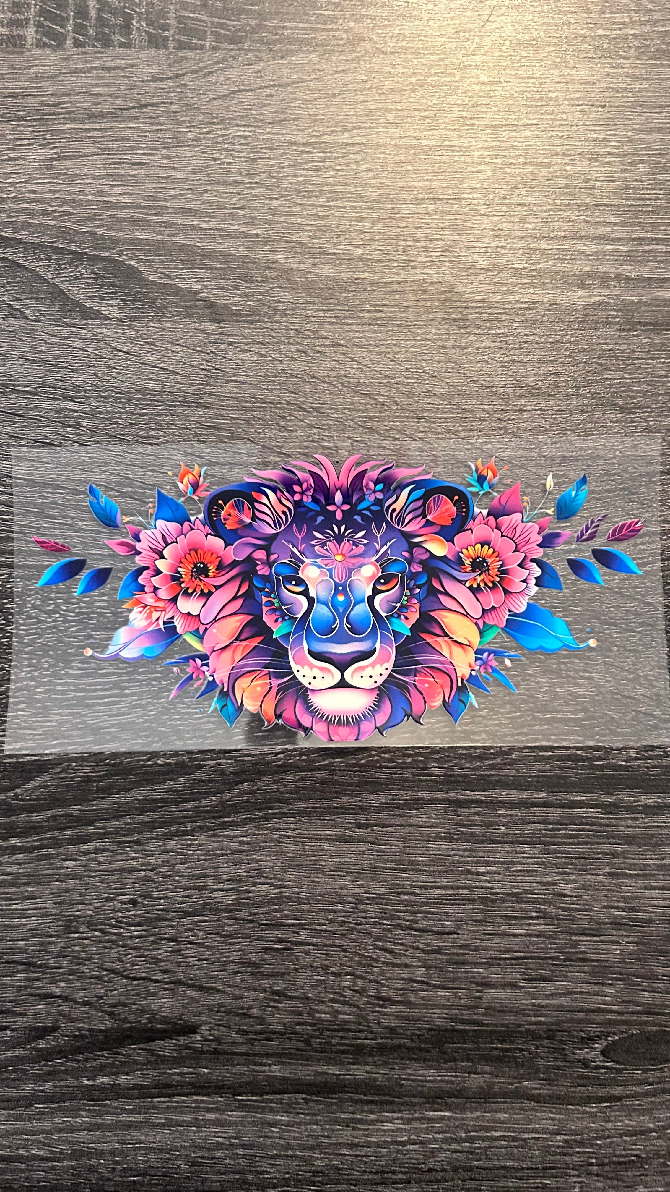 Floral Lion - Purple & Pink Watercolor Decal