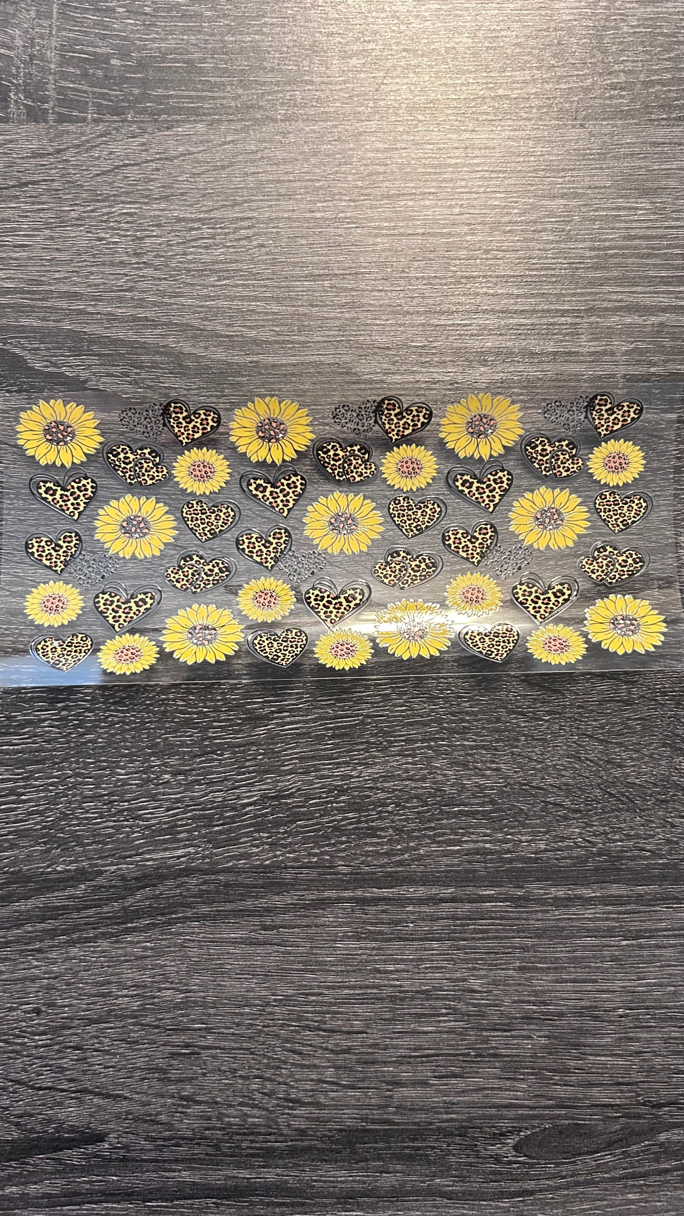 Sunflowers & Leopard Hearts - Decal
